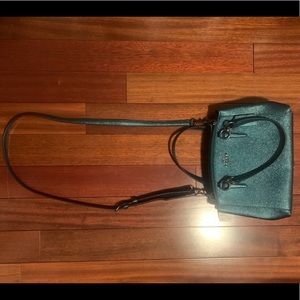 Authentic Coach teal metallic purse